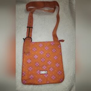 Hadaki Orange & Pink Patterned Crossbody Bag 10.5" x 10.5"